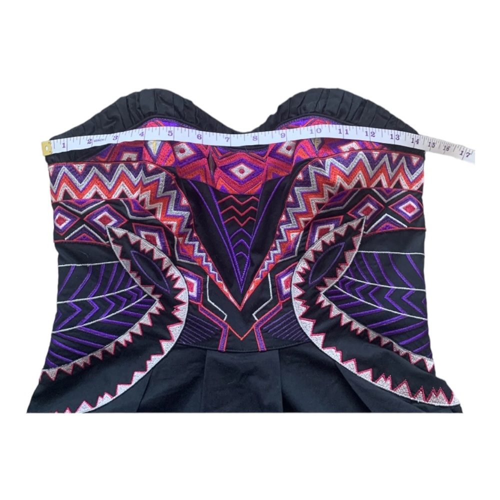 Karen Millen Aztec Embroidered Mini Dress Size 10 - Picture 9 of 13